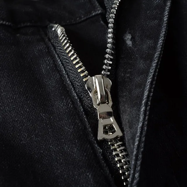 Black Red Distressed Slim-Fit Jeans 9