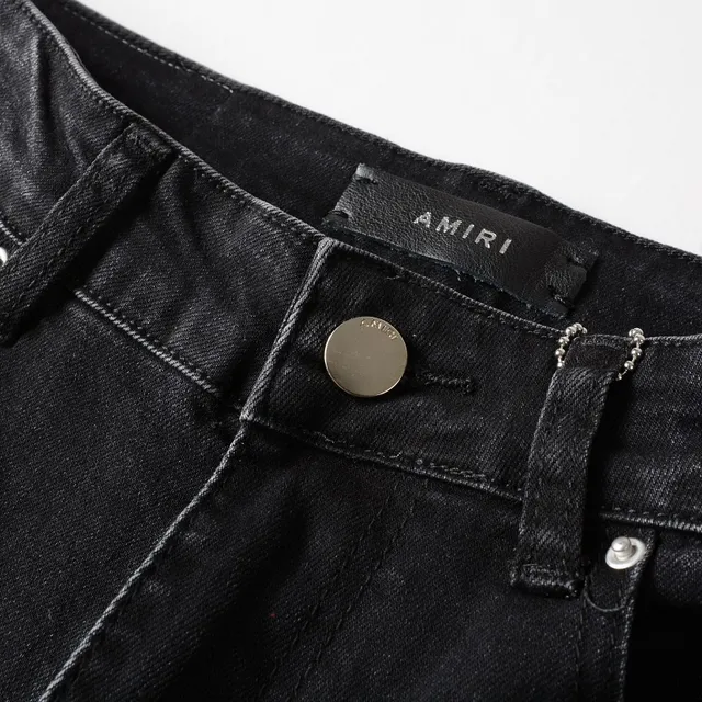 Black Red Distressed Slim-Fit Jeans 10