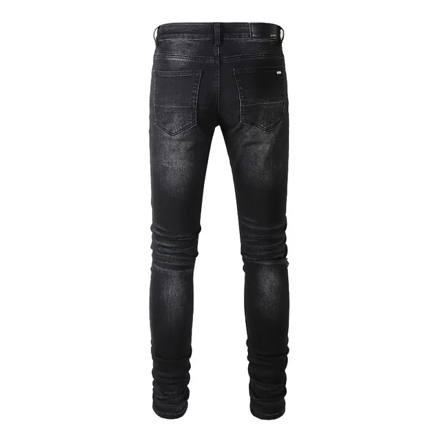 Black Red Distressed Slim-Fit Jeans 15