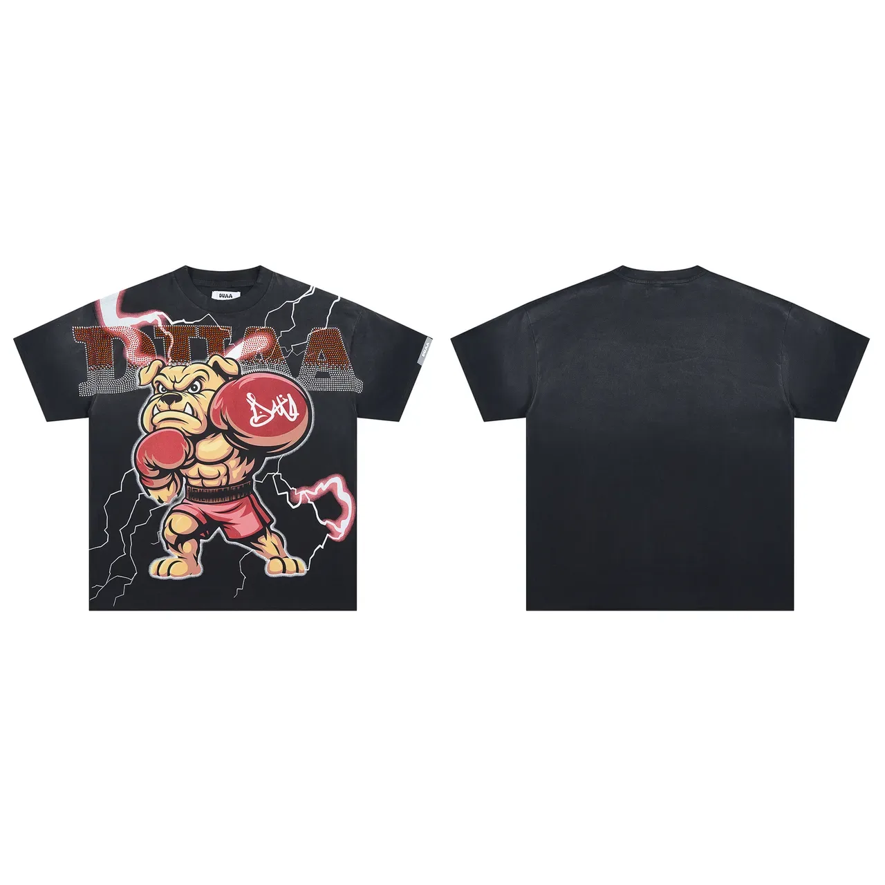 Black Red Graphic-Print Oversized Fit T-Shirt 2