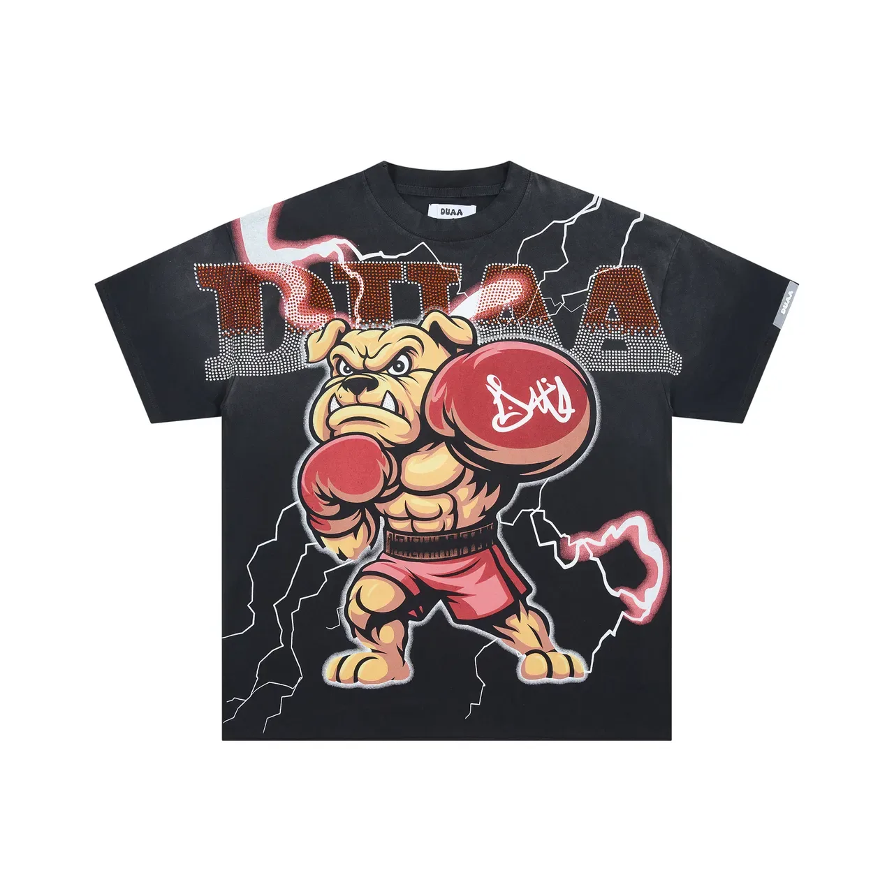 Black Red Graphic-Print Oversized Fit T-Shirt 3