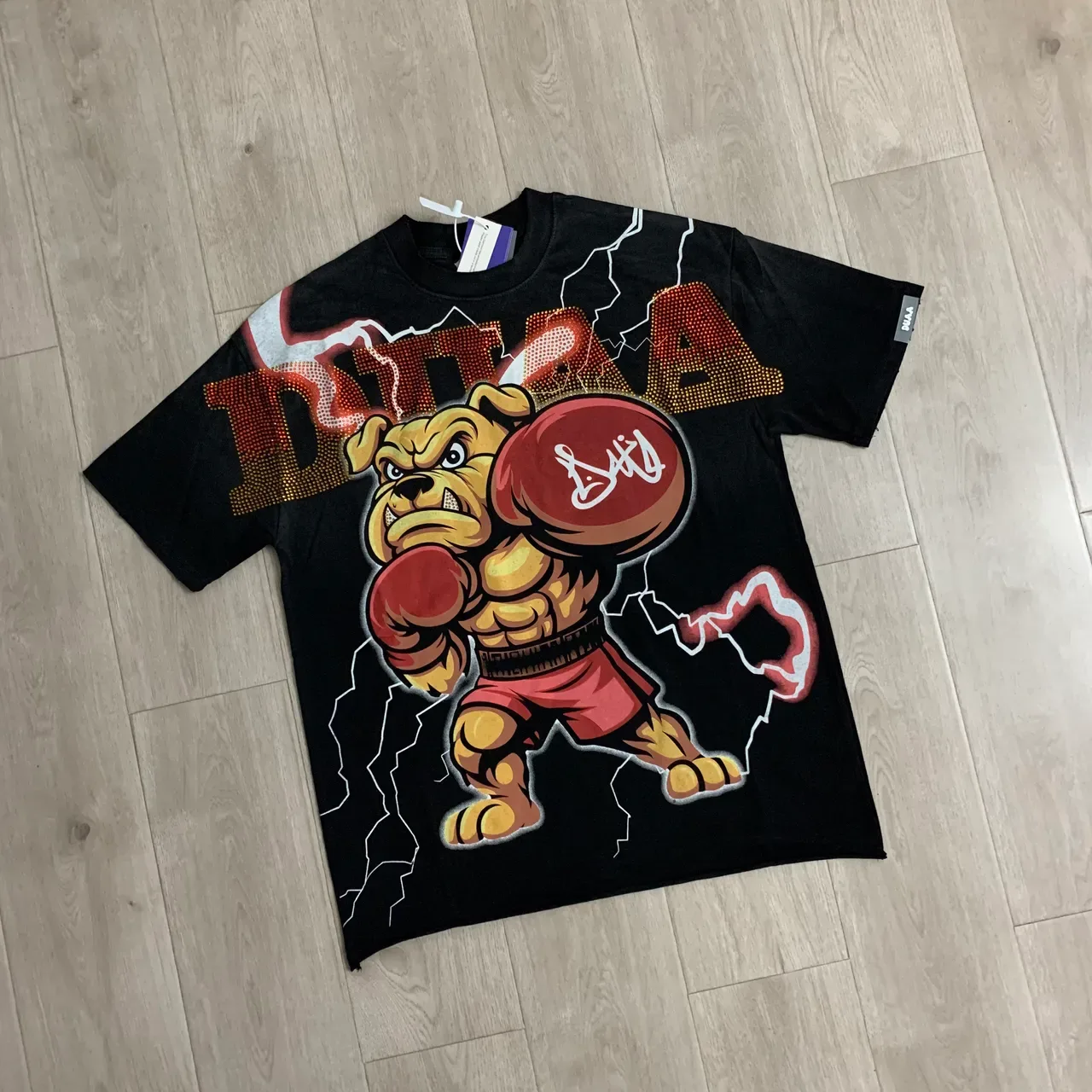 Black Red Graphic-Print Oversized Fit T-Shirt 5