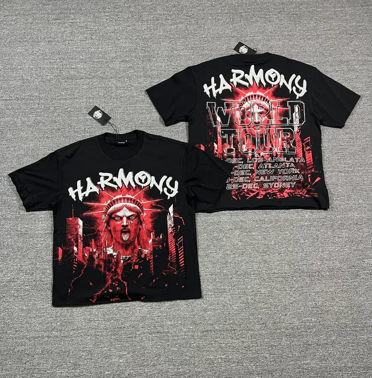 Black Red White Graphic-Print Crew-Neck Short-Sleeve T-Shirt 2