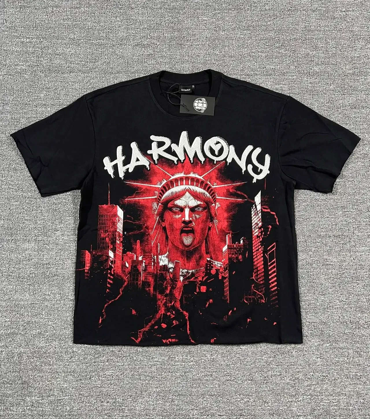 Black Red White Graphic-Print Crew-Neck Short-Sleeve T-Shirt 4