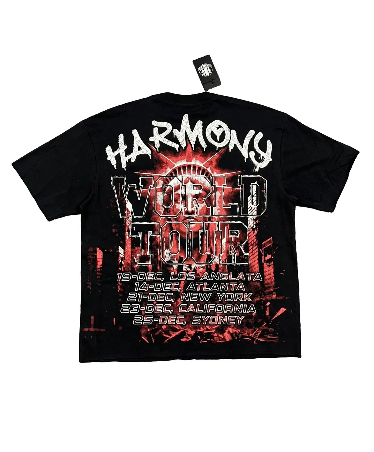 Black Red White Graphic-Print Crew-Neck Short-Sleeve T-Shirt 6