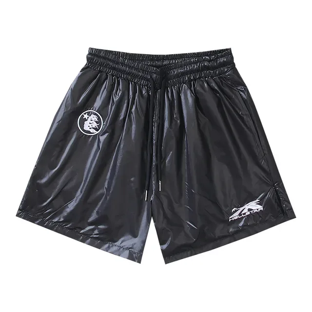 Black Shiny Coated Elastic Waist Shorts 2