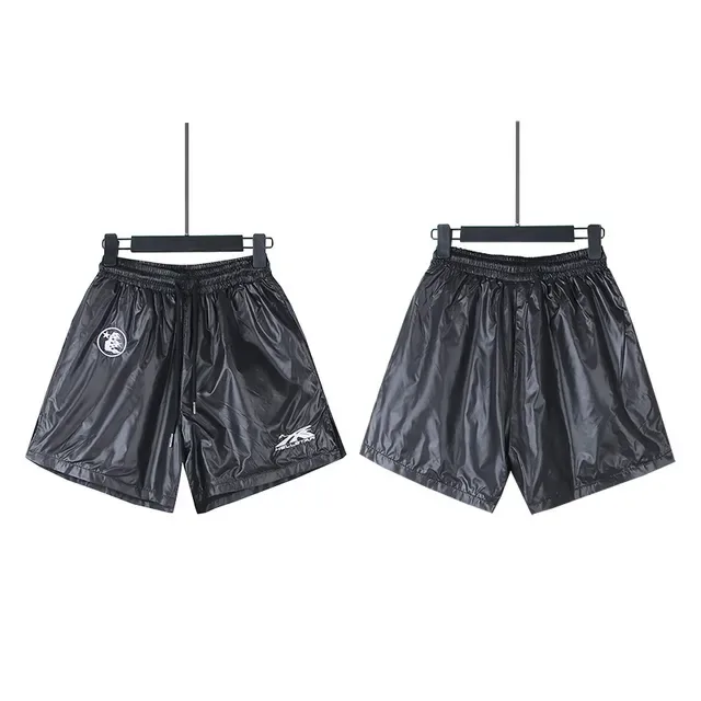 Black Shiny Coated Elastic Waist Shorts 4