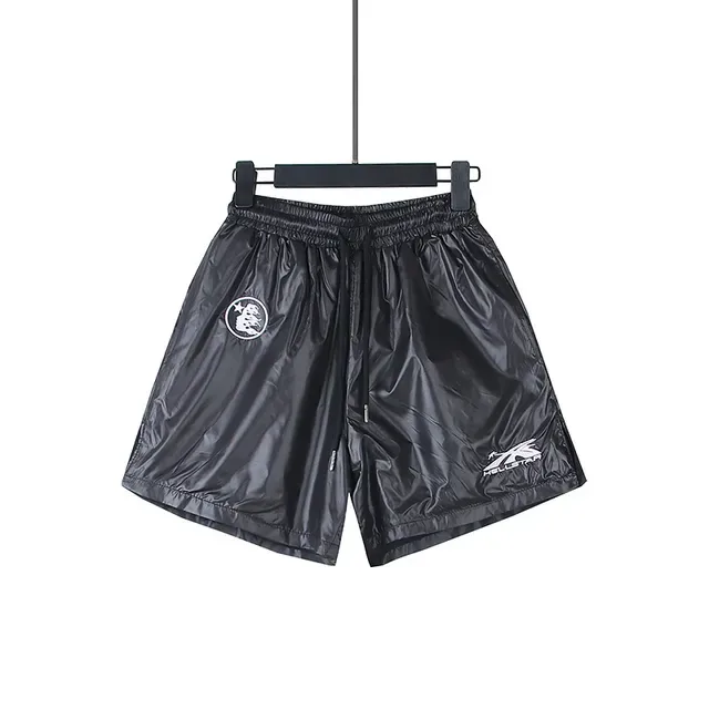 Black Shiny Coated Elastic Waist Shorts 5