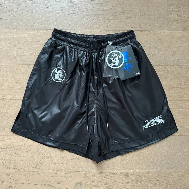 Black Shiny Coated Elastic Waist Shorts 9