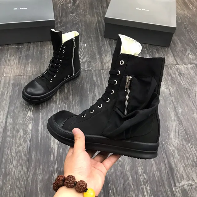 Black Silver High-Top Ruched Fabric Panel Work Boots 5