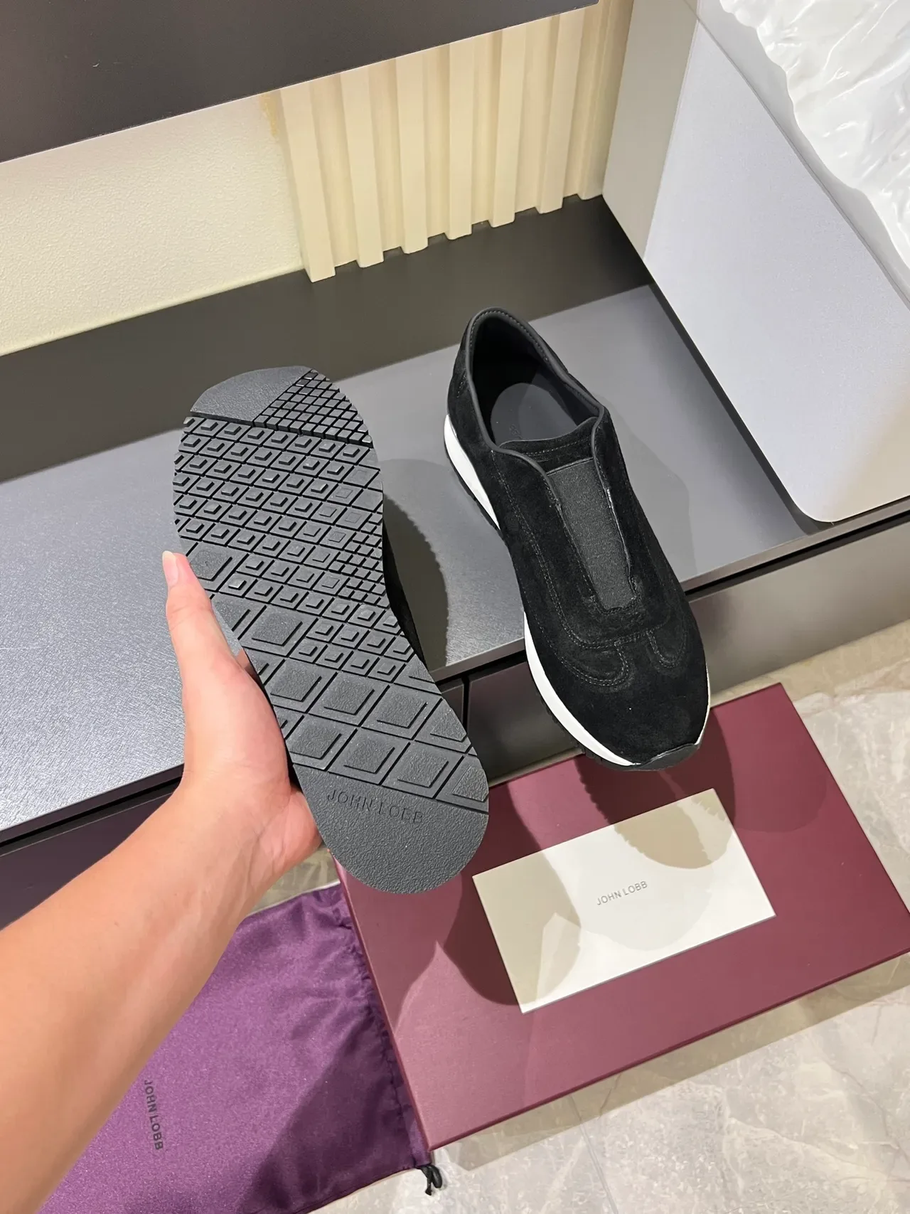 Black Suede Slip-On Lifestyle Sneakers 3