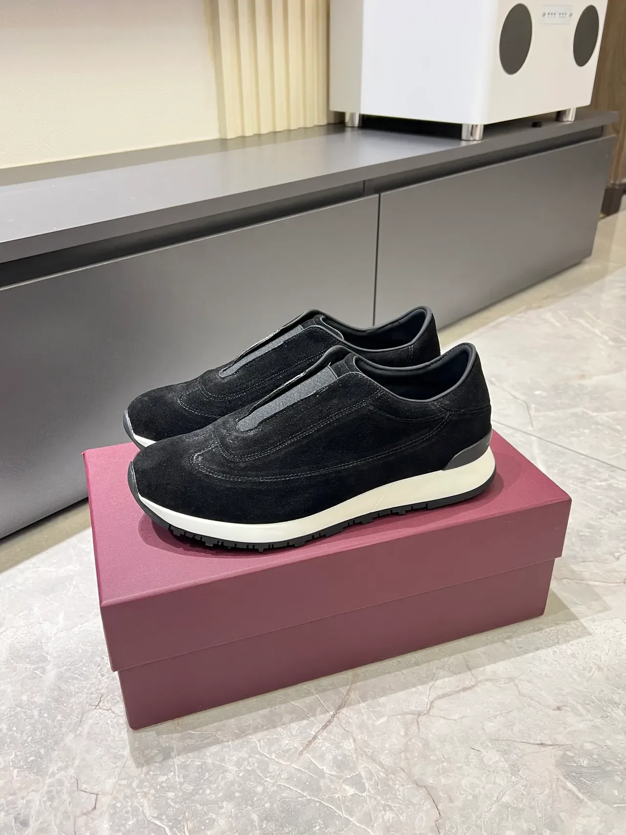 Black Suede Slip-On Lifestyle Sneakers 5