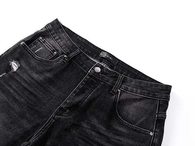 Black White Distressed Denim Embroidered Monogram Shorts 4