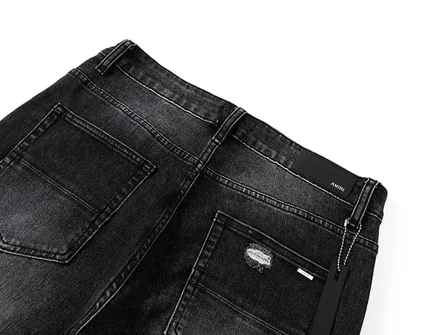 Black White Distressed Denim Embroidered Monogram Shorts 5