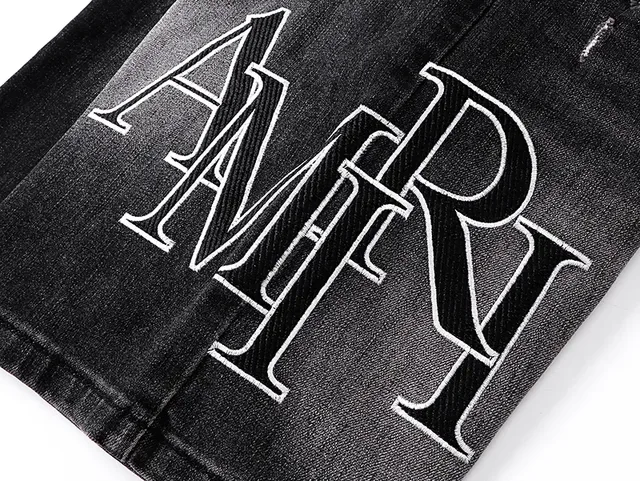Black White Distressed Denim Embroidered Monogram Shorts 9