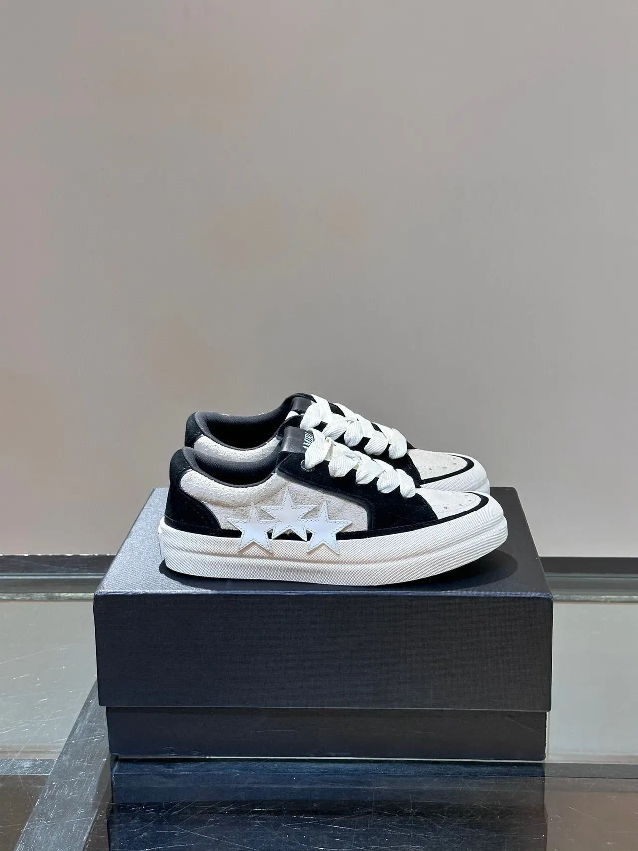 Black White Low-Top Panelled Suede And Textile Sneakers 2