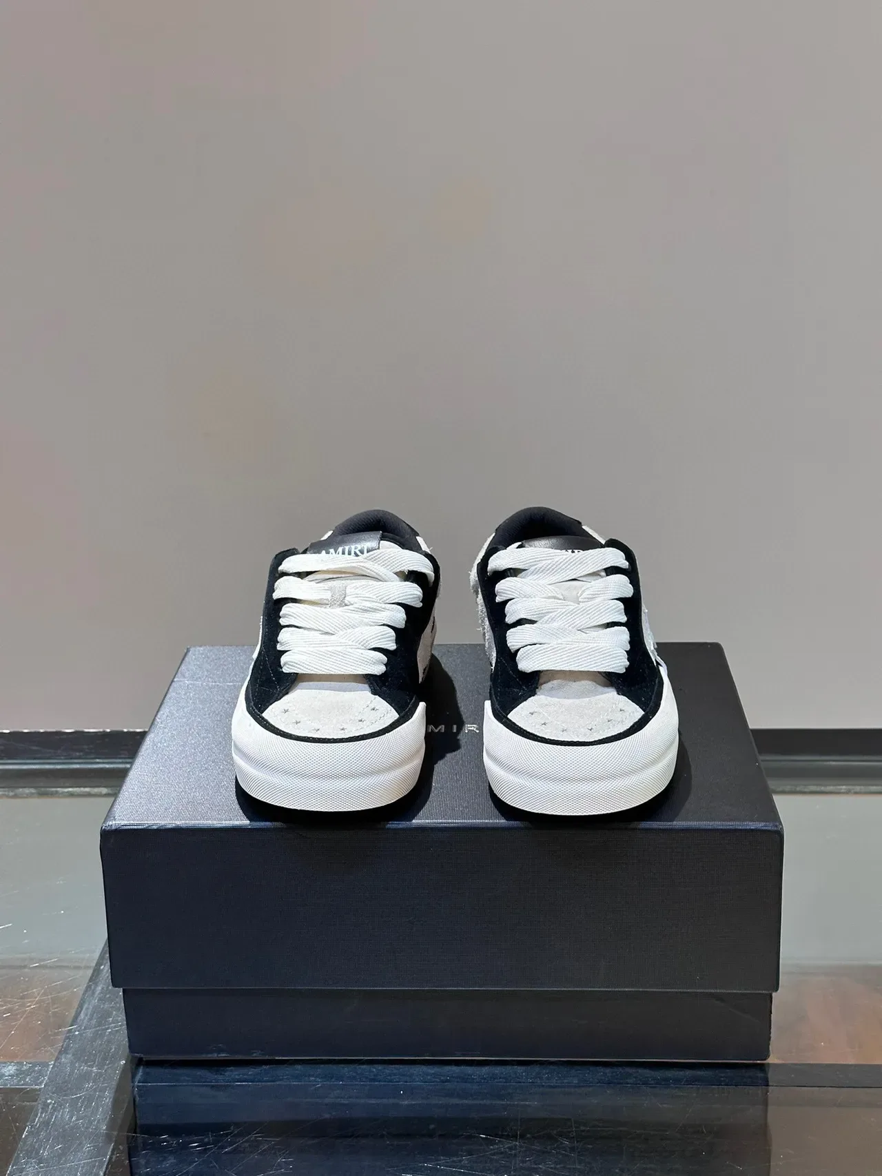 Black White Low-Top Panelled Suede And Textile Sneakers 3