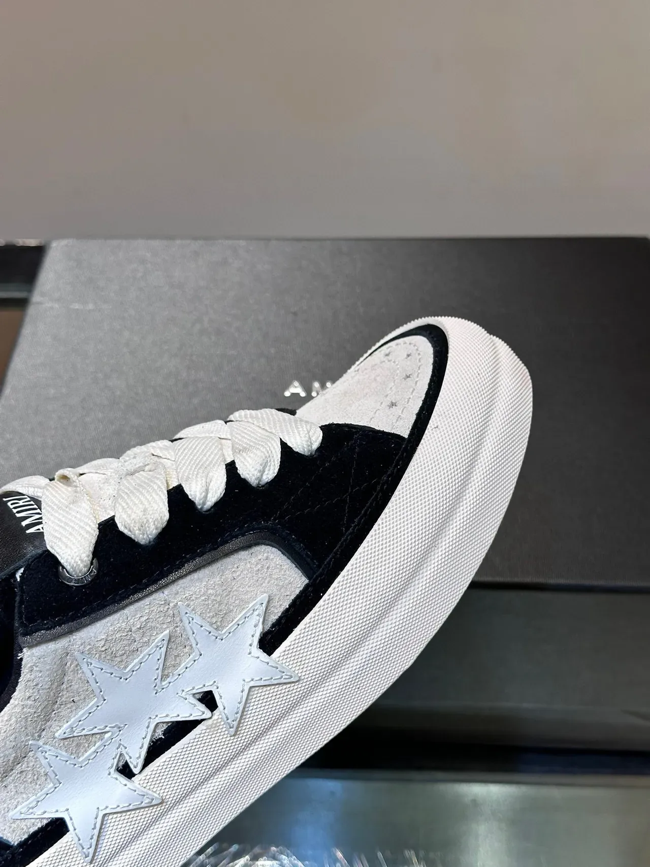 Black White Low-Top Panelled Suede And Textile Sneakers 7