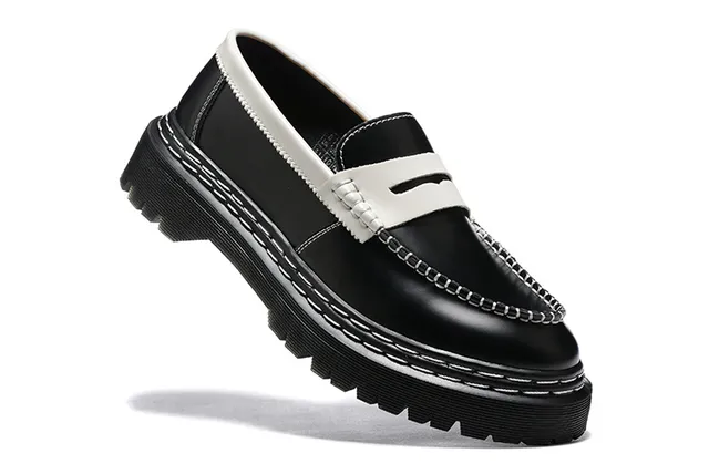 Black White Platform Sole Contrast Strap Loafer 2