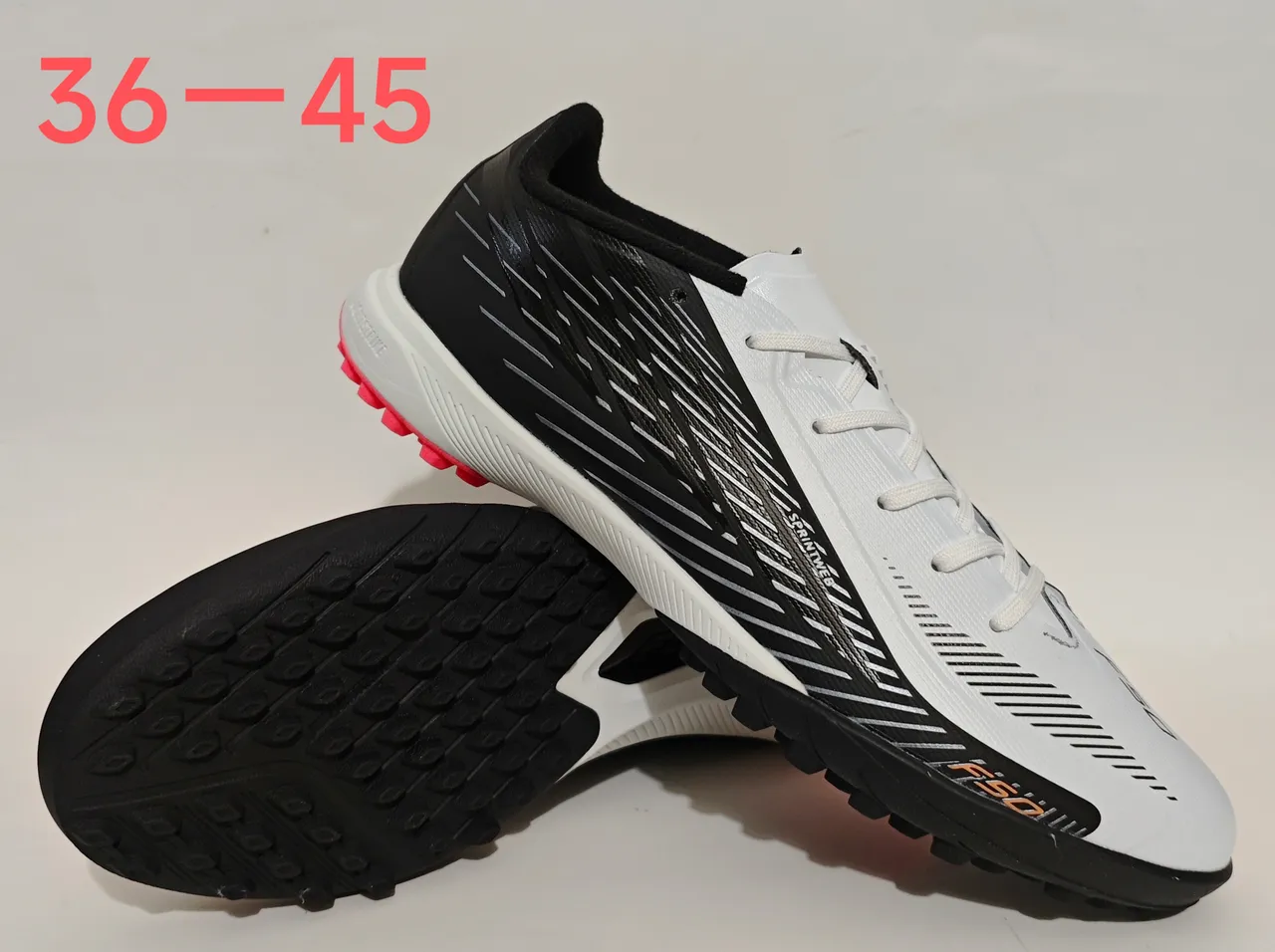 Black White Red Turf Soccer Shoes 11