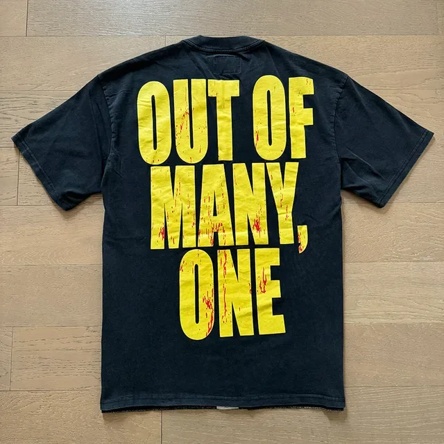 Black Yellow Graphic-Print Front Bold Back Text T-Shirt 4