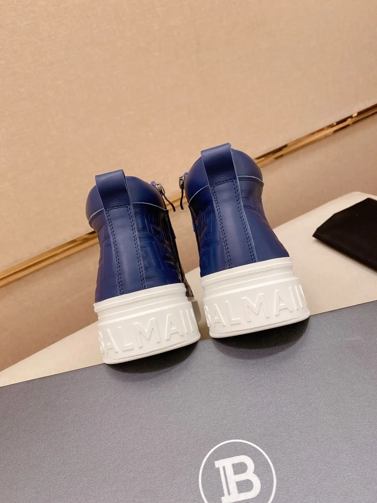 Blue Embossed Greek Key High-Top Lifestyle Sneaker 3