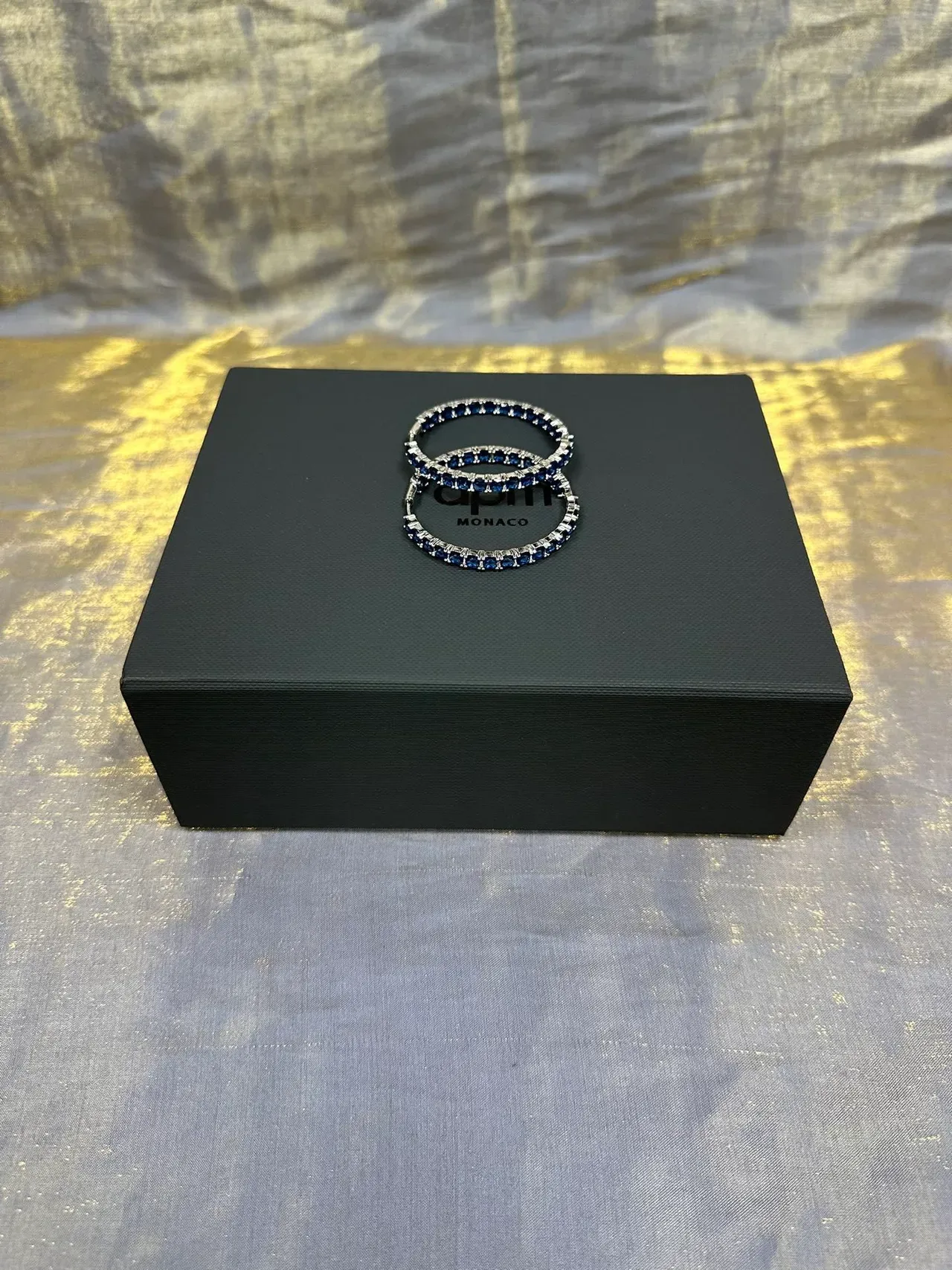 Blue Gemstone Channel-Set Hoop Earrings 6