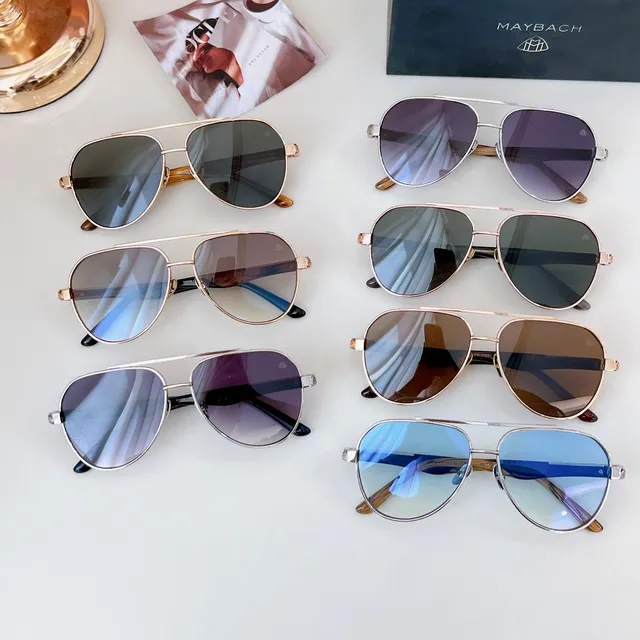 Blue Gold Aviator Silhouette Thin Metal Frame Sunglasses 2