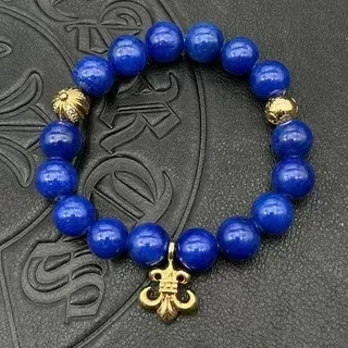 Blue Gold Beaded Stretch Bracelet 5