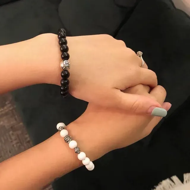 Blue Gold Beaded Stretch Bracelet 7