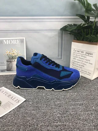 Blue Navy Oversized Sculpted Sole Multi-Panel Suede And Synthetic Construction Chunky Sneakers 2