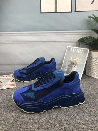 Blue Navy Oversized Sculpted Sole Multi-Panel Suede And Synthetic Construction Chunky Sneakers 3