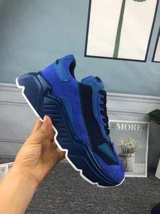 Blue Navy Oversized Sculpted Sole Multi-Panel Suede And Synthetic Construction Chunky Sneakers 7