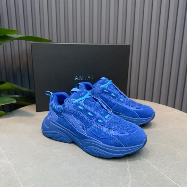 Blue Oversized Sculpted Midsole Layered Synthetic/mesh Upper Chunky Sneakers 4