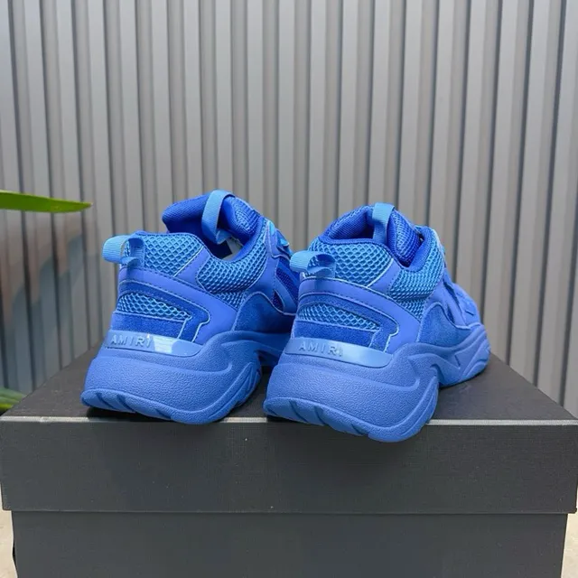 Blue Oversized Sculpted Midsole Layered Synthetic/mesh Upper Chunky Sneakers 5