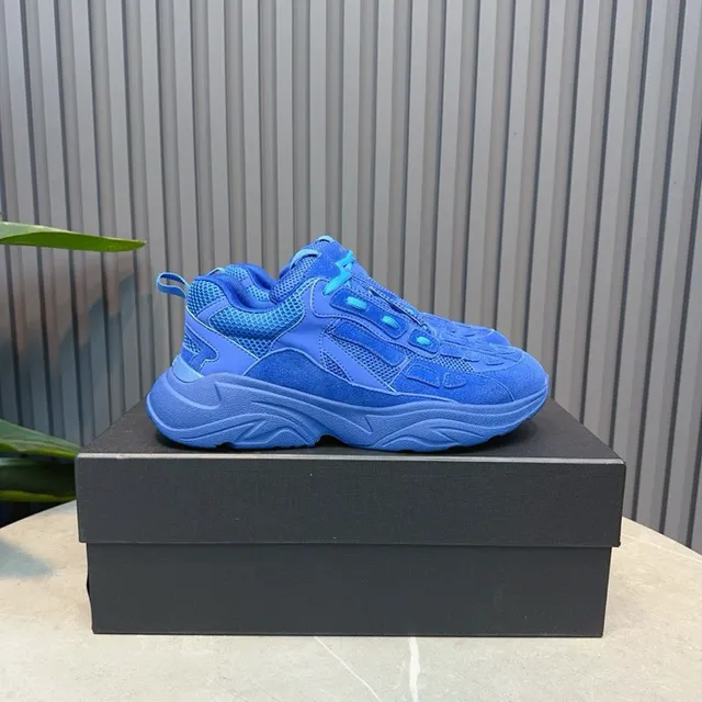 Blue Oversized Sculpted Midsole Layered Synthetic/mesh Upper Chunky Sneakers 7