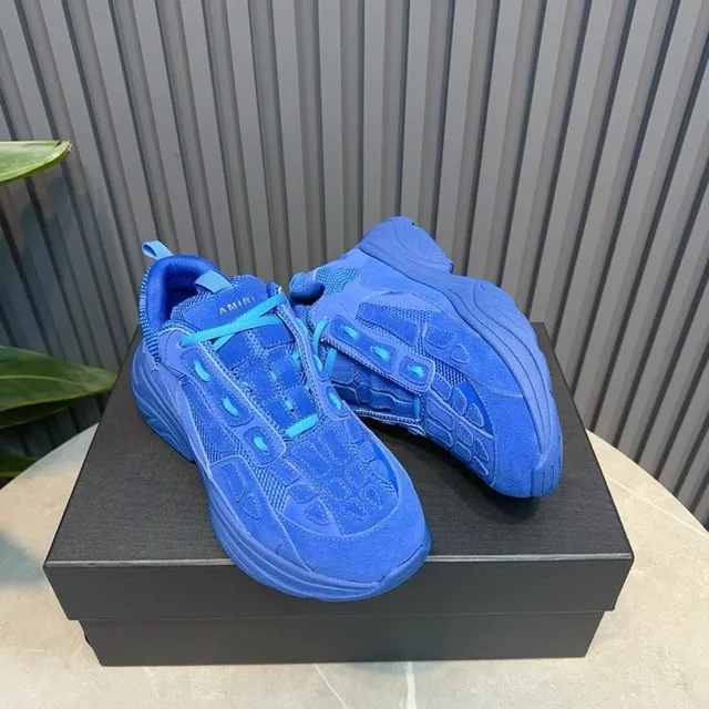Blue Oversized Sculpted Midsole Layered Synthetic/mesh Upper Chunky Sneakers 8
