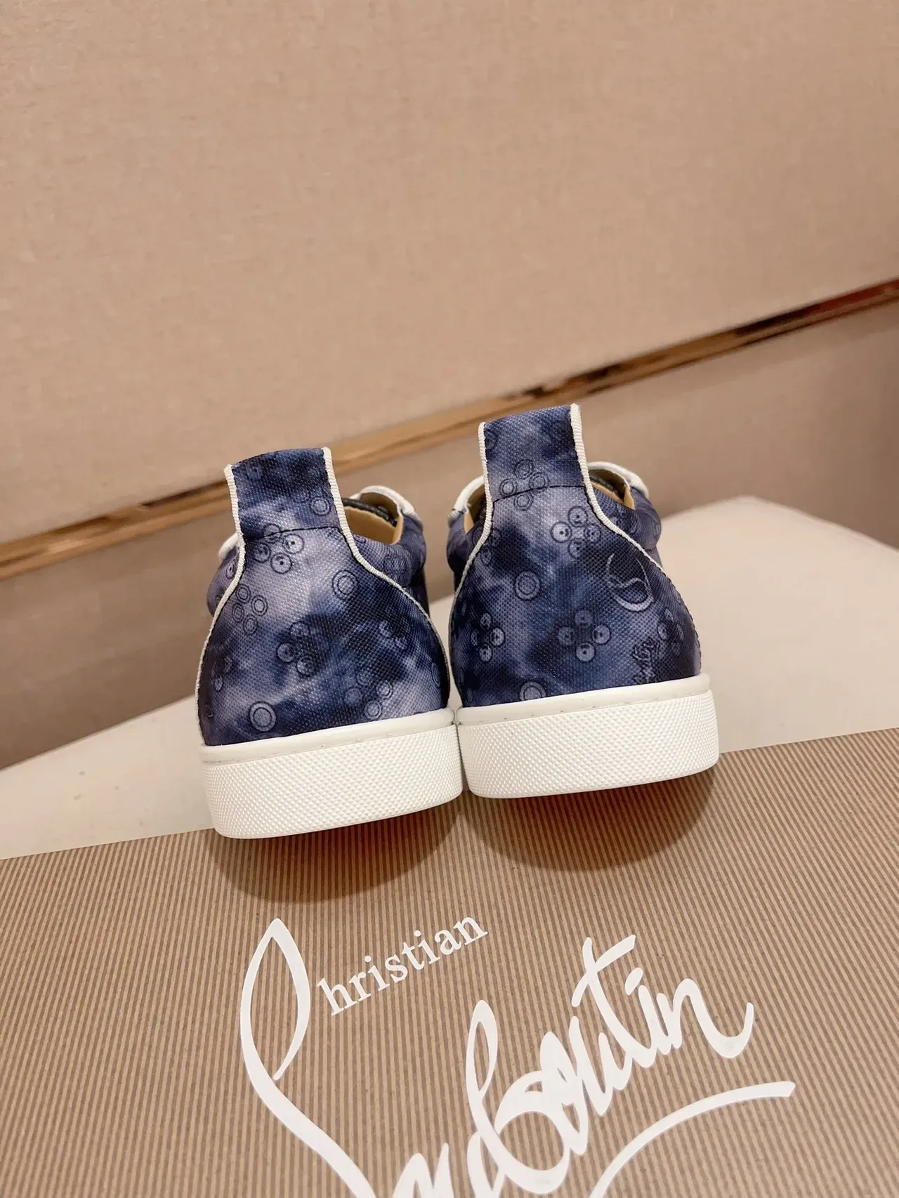 Blue Tie-Dye and Black Leather Panel Lifestyle Sneaker 3