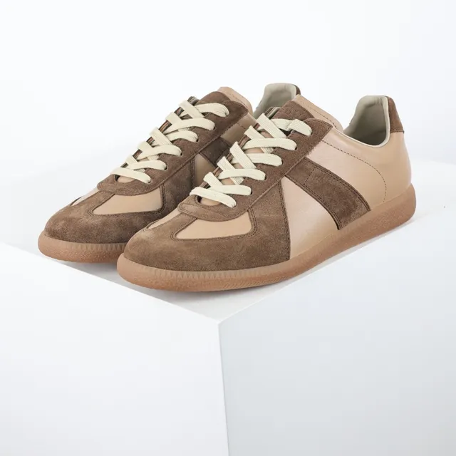 Brown and Beige Two-Tone Suede Leather Lifestyle Sneakers 2