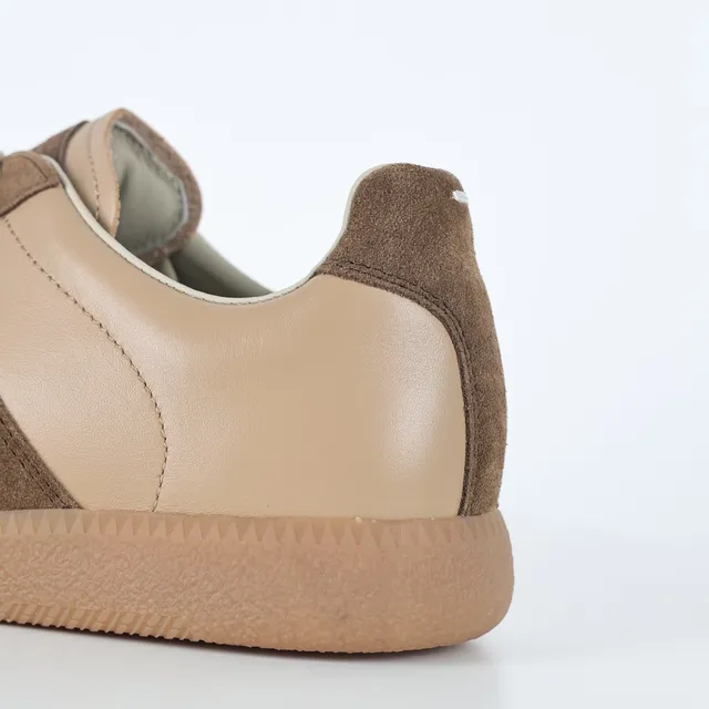 Brown and Beige Two-Tone Suede Leather Lifestyle Sneakers 4