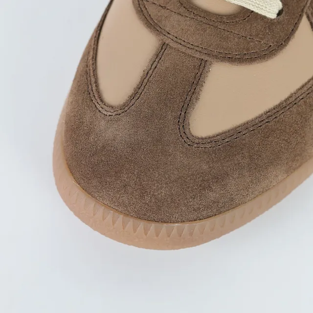 Brown and Beige Two-Tone Suede Leather Lifestyle Sneakers 5