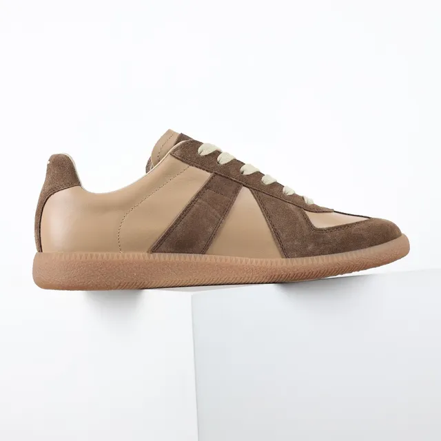 Brown and Beige Two-Tone Suede Leather Lifestyle Sneakers 7