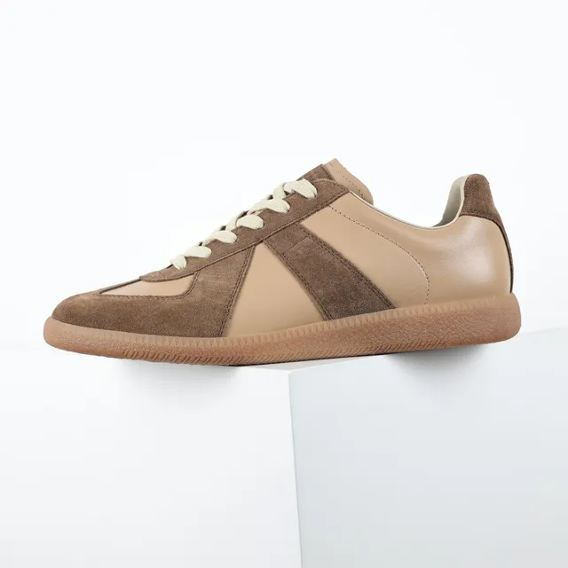 Brown and Beige Two-Tone Suede Leather Lifestyle Sneakers 9