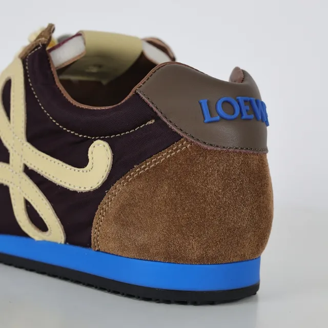 Brown and Burgundy Monogrammed Suede Nylon Sneakers 4