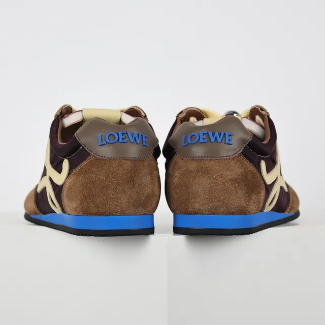 Brown and Burgundy Monogrammed Suede Nylon Sneakers 8