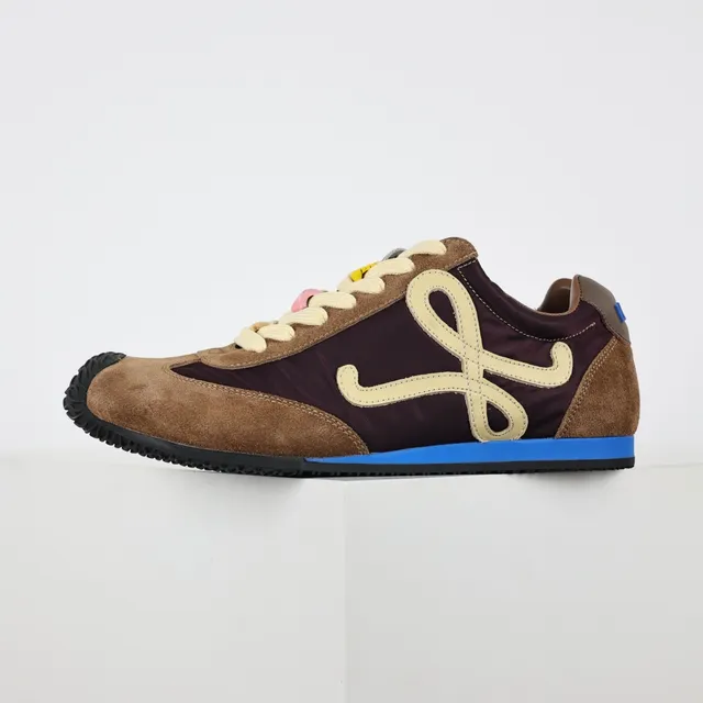 Brown and Burgundy Monogrammed Suede Nylon Sneakers 9