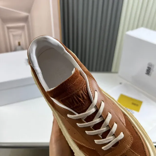 Brown and Cream Platform Suede-Leather Lifestyle Sneaker 3