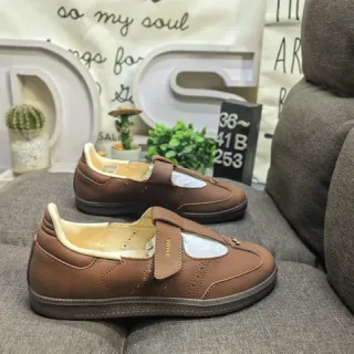 Brown Beige Leather-Like Upper Cream-Lined T-Bar Strap Mary Jane Shoes