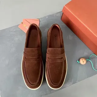 भूरा बेज स्यूड Penny Strap लोफर