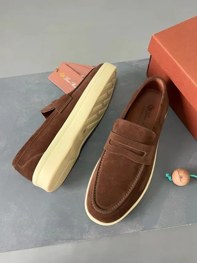 Brown Beige Suede Upper Penny Strap Loafer 5